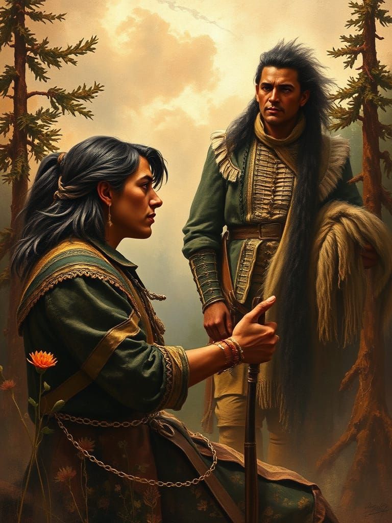 Tecumseh Portrait in Airbrushed Romanticism Style