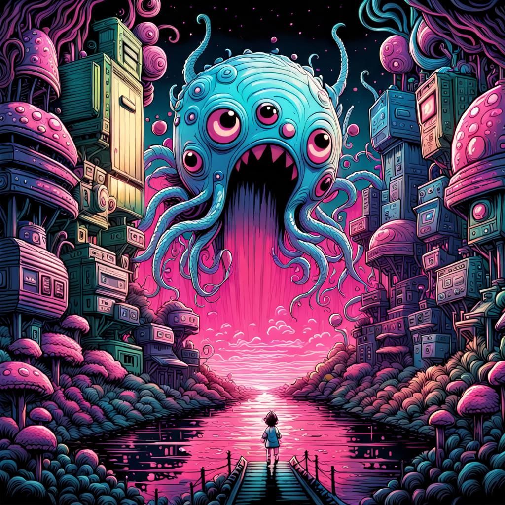 Kawaii Horror in Polished Biopunk Style