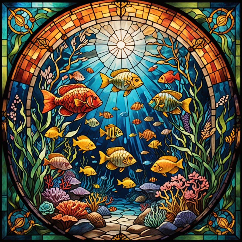 Stained Glass: Underwater Kaleidoscope in Photorealistic Sty...