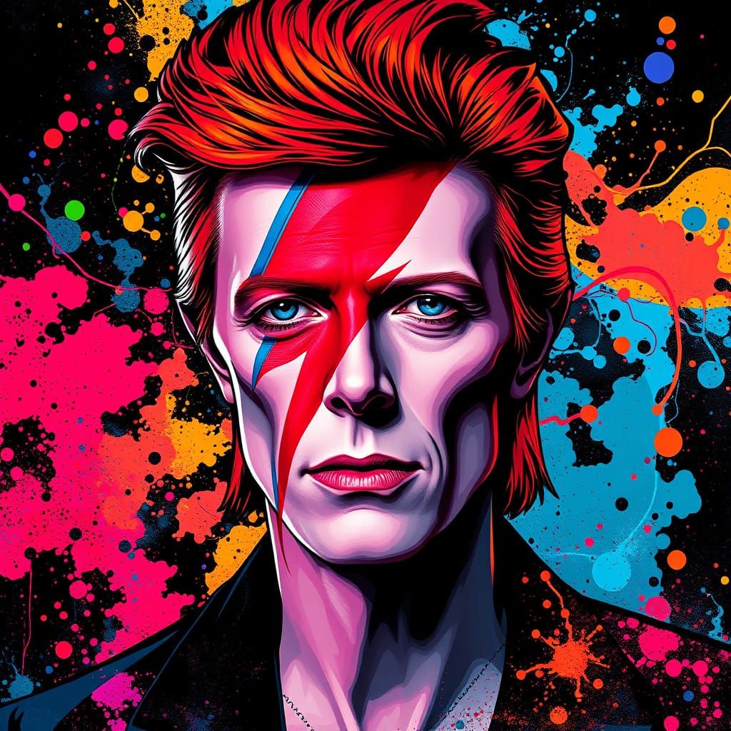 David Bowie in Bold Pop Art Style