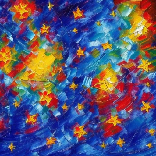Stars in Space as Impasto Oil Painting