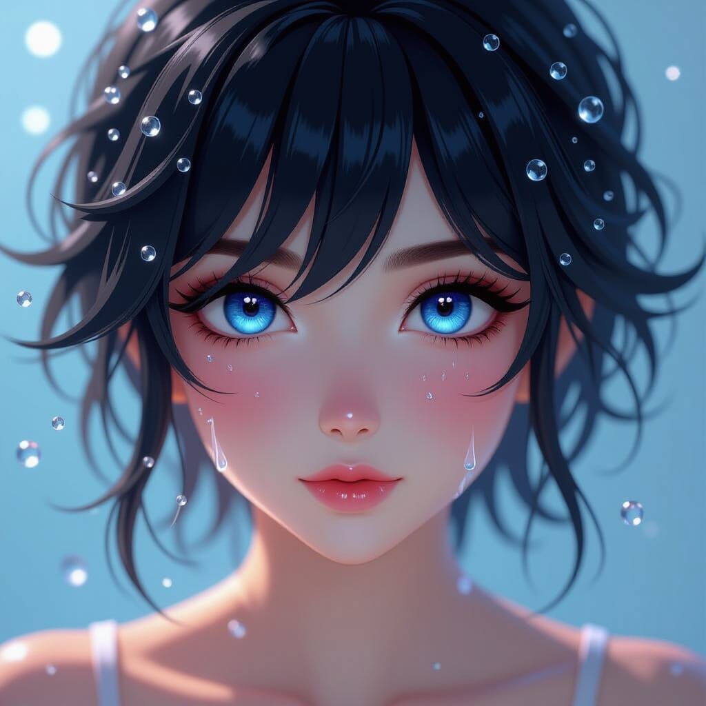 Anime Woman with Radiant Eyes in 3D Art