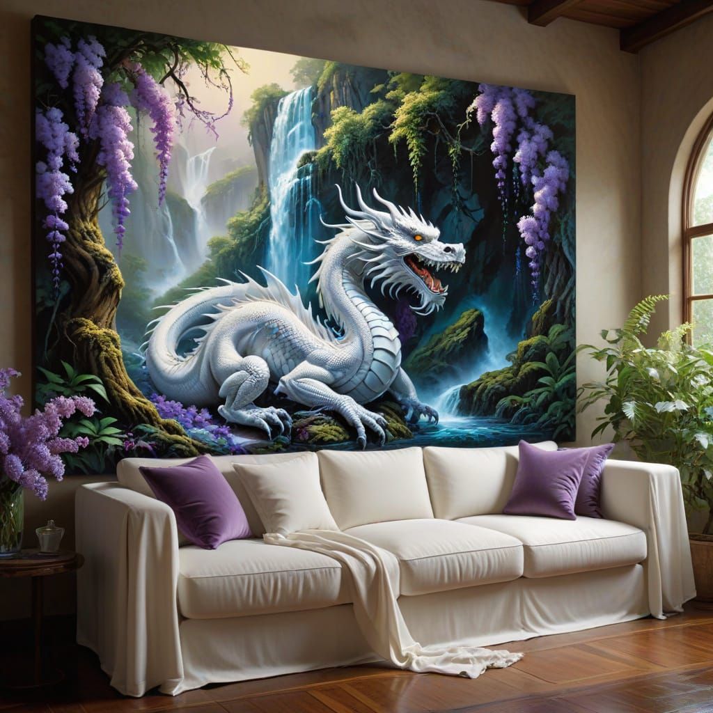 Chinese Dragon Mural in Airbrush Style