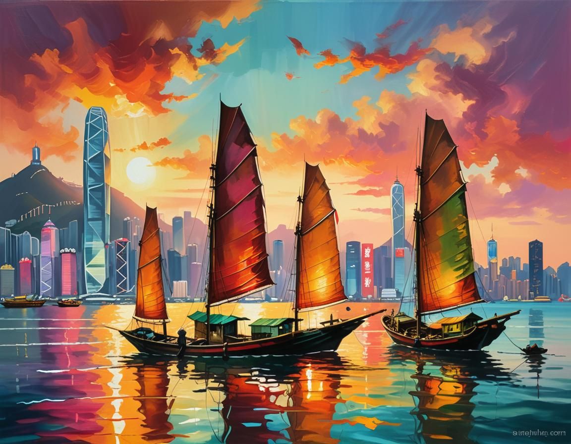 Iconic skyline of Hong Kong