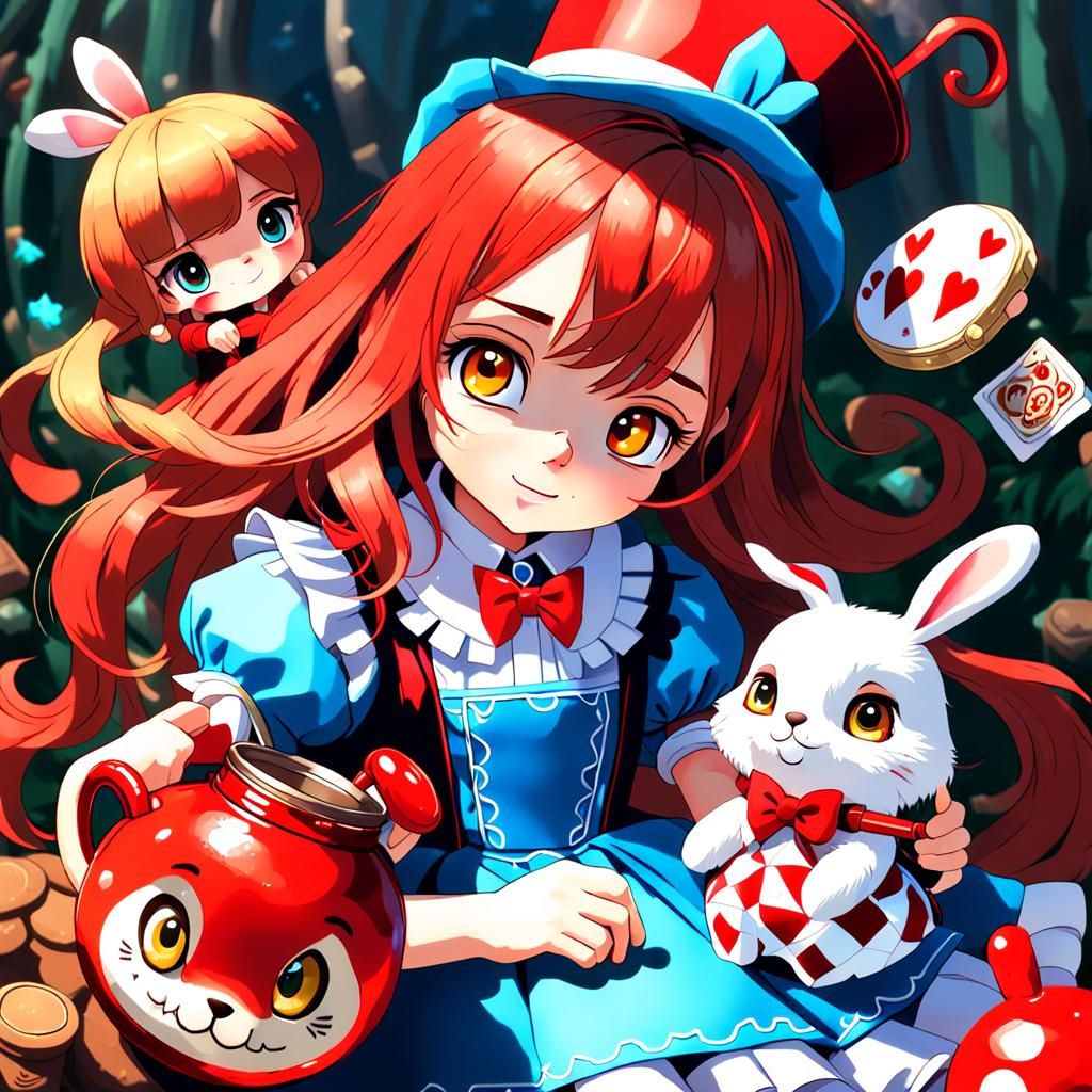 Alice in Wonderland Anime Girl in Bottle