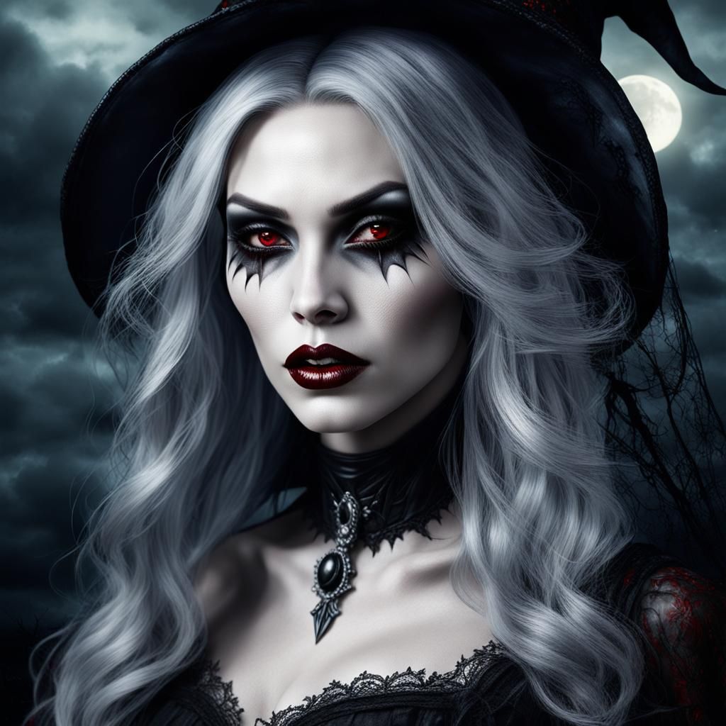 Gothic Vampire Witch Portrait with Dark Magic
