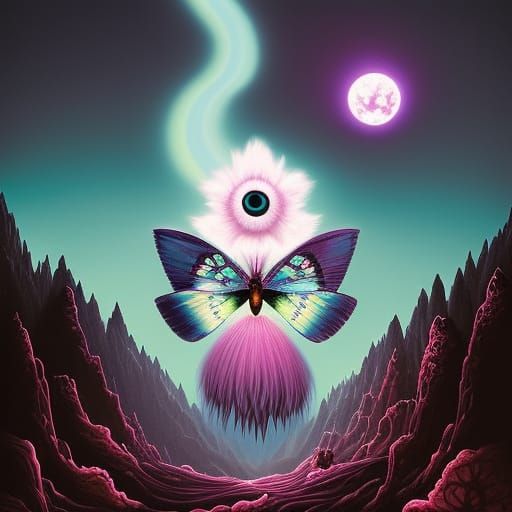 Surreal Atomic Mushroom Landscape in Gothic Pastelgore Style
