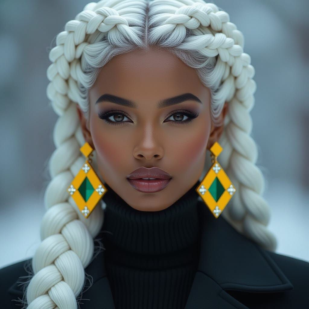 Towering Woman in Minimalist Avant-Garde Style