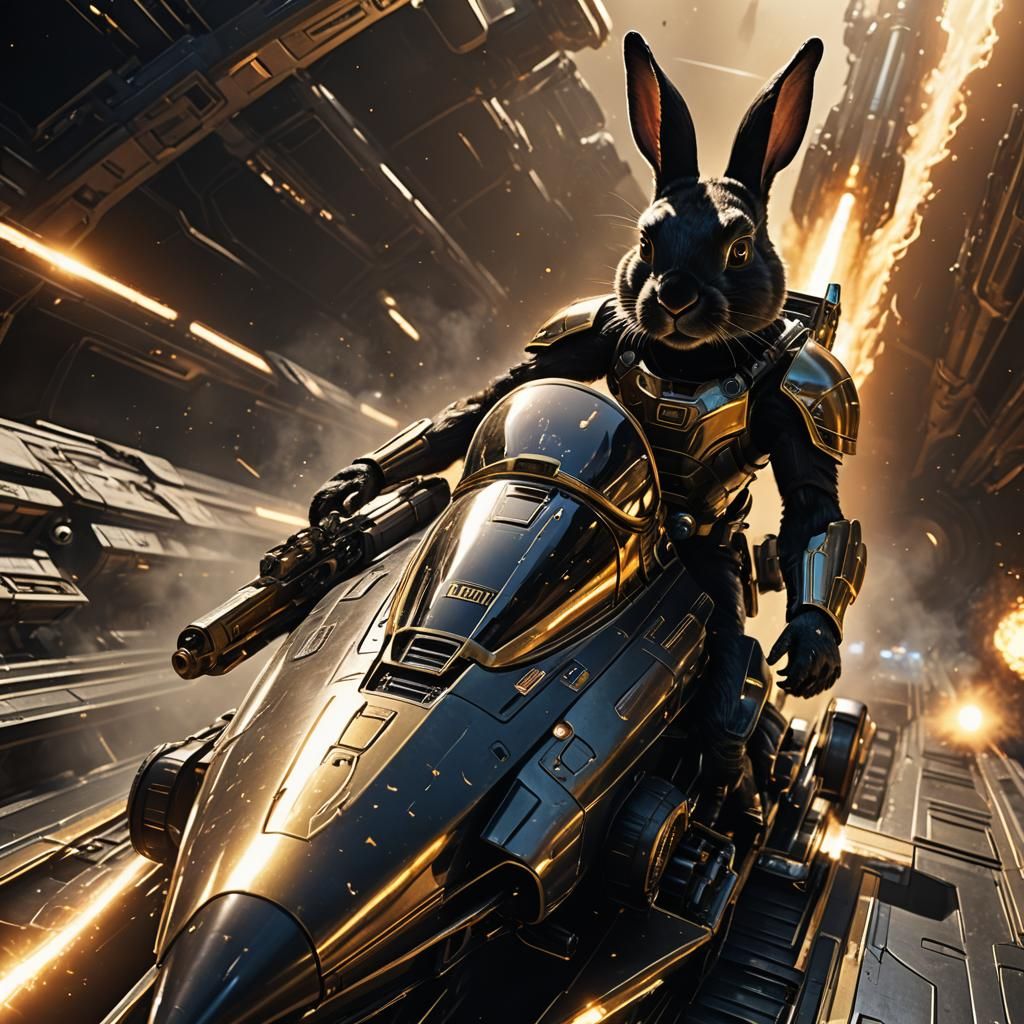 Rabbit Pilot Blasts Through Space in Anime Style