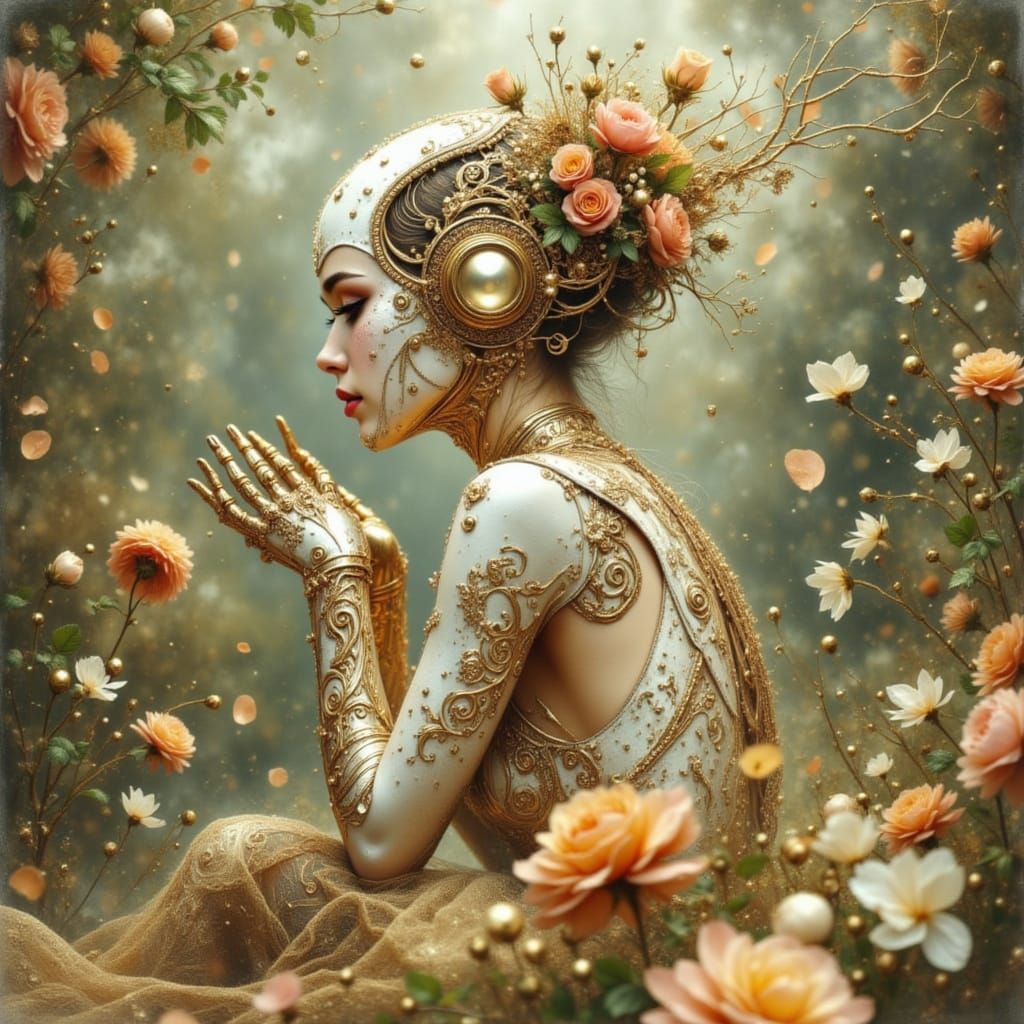 Nymph Cyborg Robot in Whimsical Anime Style