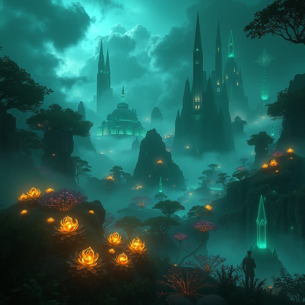 Ethereal Fantasy Realm Concept Art in High-Fantasy Style