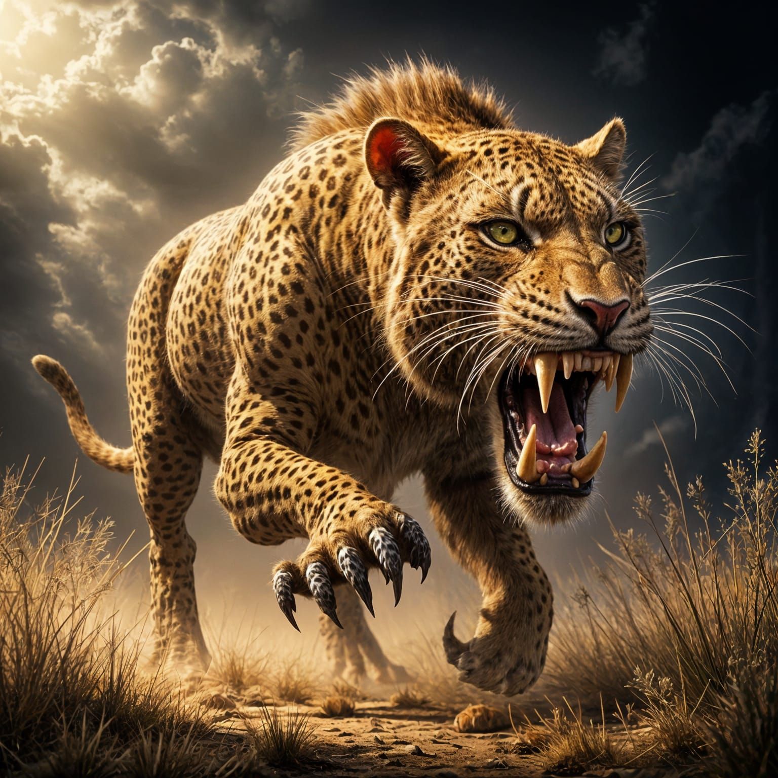 Cyberpunk Saber-Toothed Feline Horror