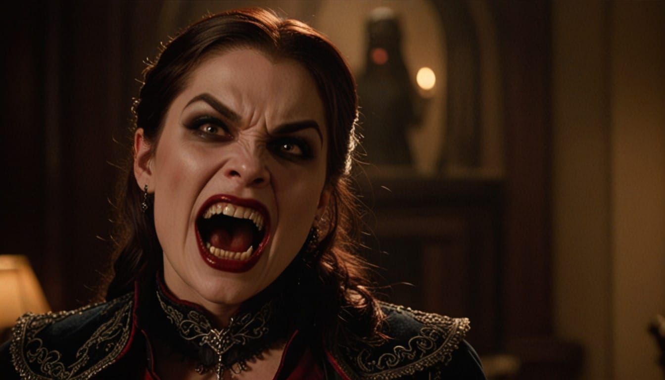 Ethereal Vampire Goddess Emerges from Shadows