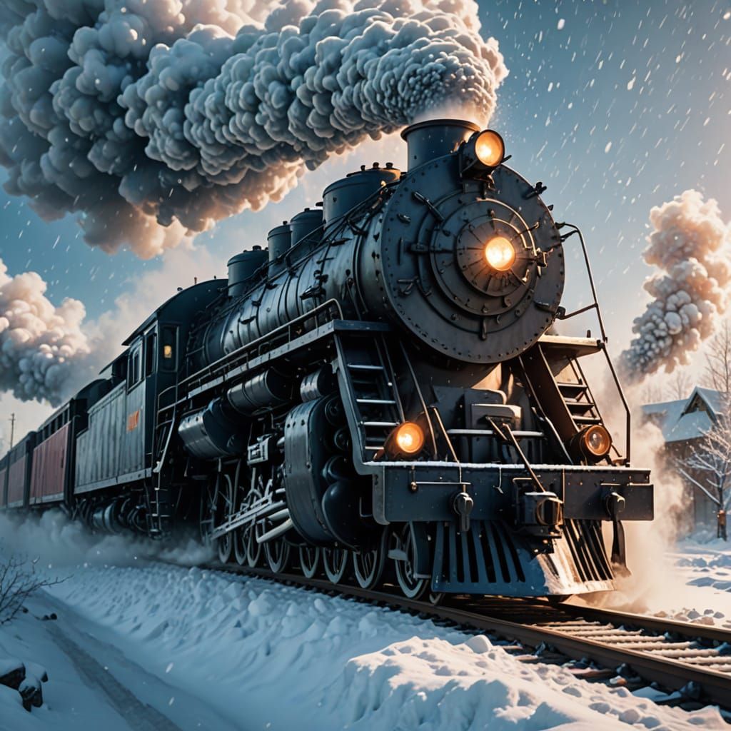 Mighty Steel Train Blasts Through Frozen Blizzard