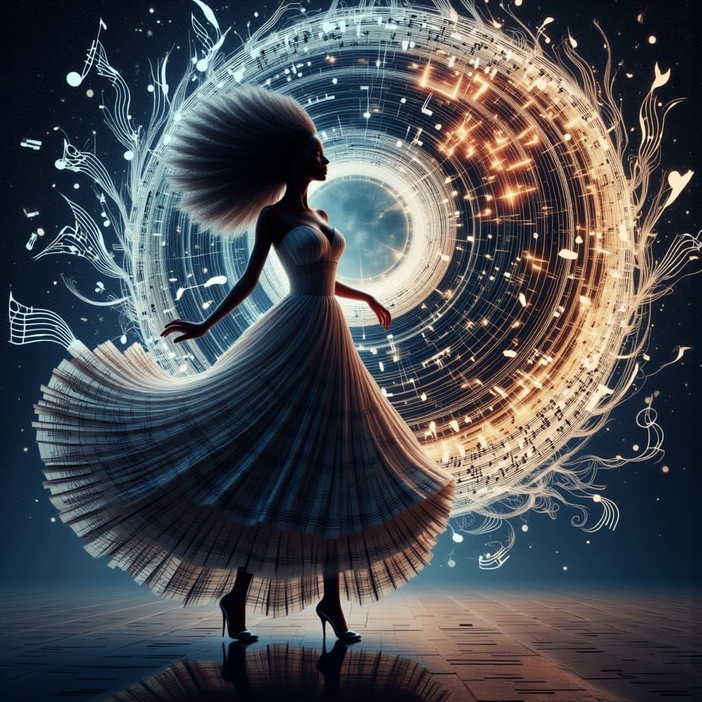 Vinyl Moon Goddess in a Vibrant Musical Dream