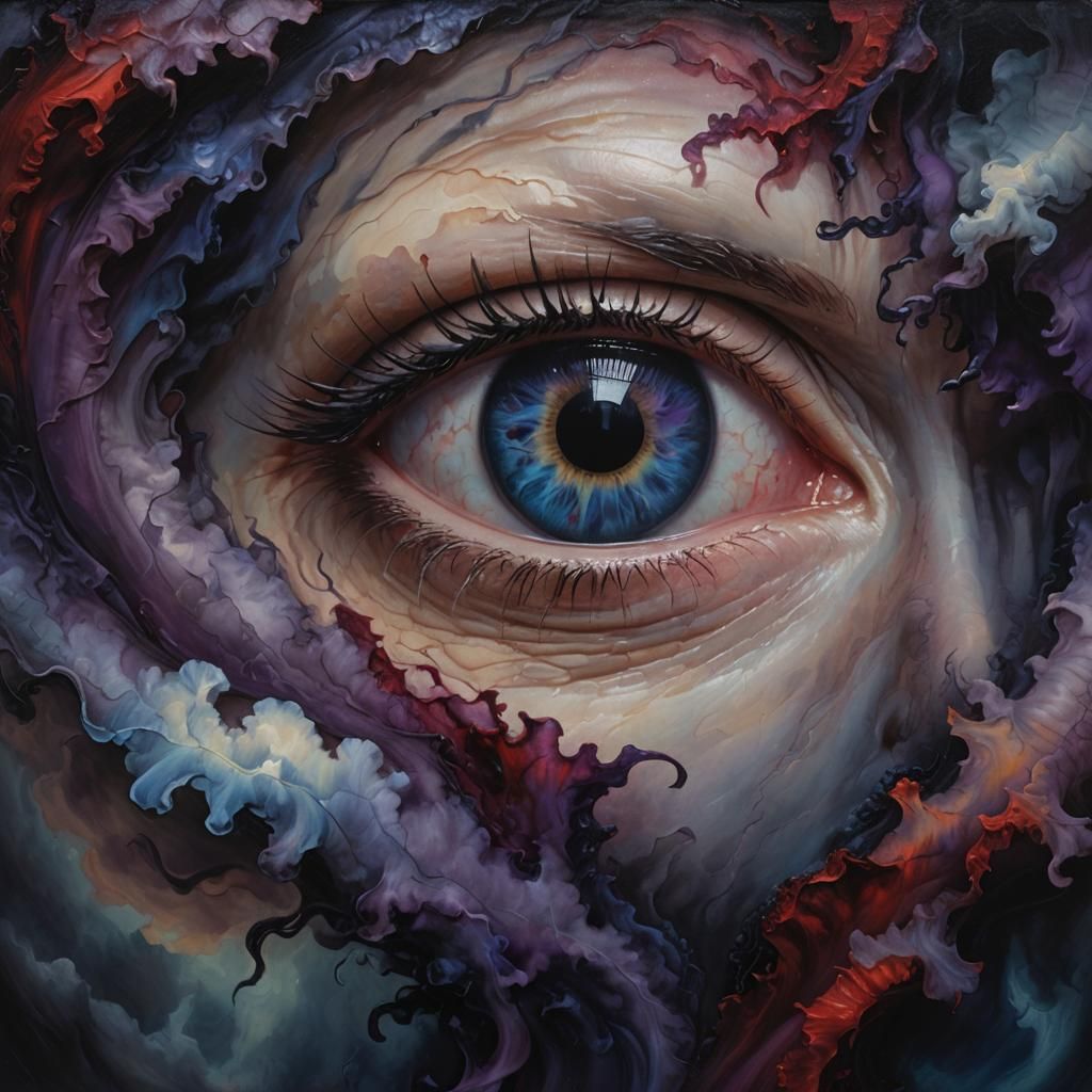 Haunting Surrealist Dream Entity in Dark Oil Painting Style