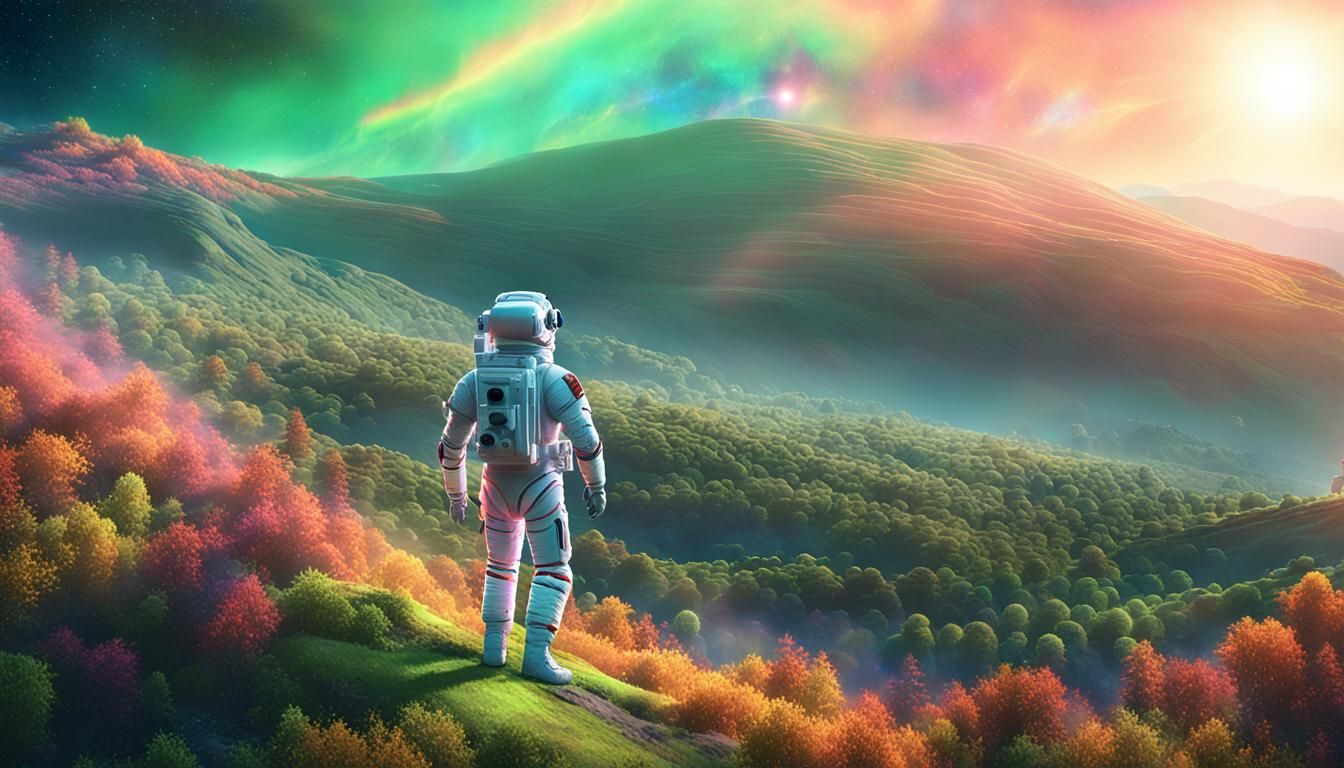 Astronaut on Mars: Holographic Cosmic Illustration