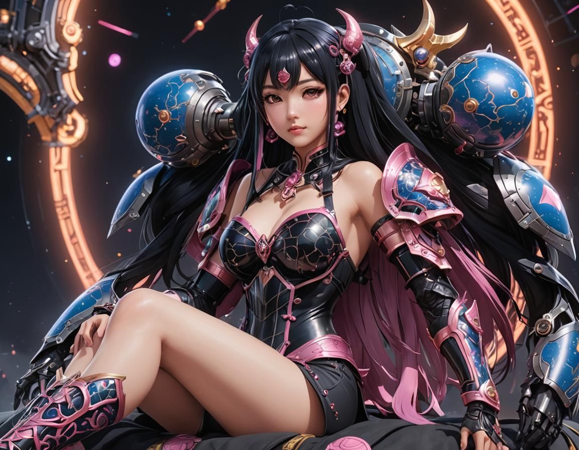 Supernova Gothic Anime Woman in Space