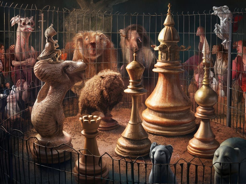 Chess Piece Animals in a Whimsical Zoo