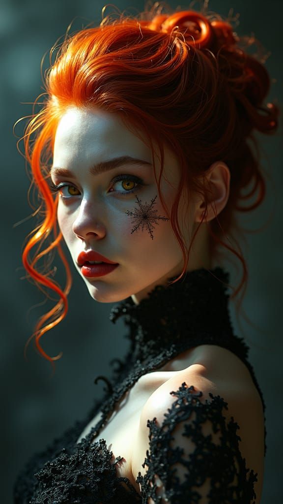 Ethereal Woman with Red Hair in Dreamscape Portrait