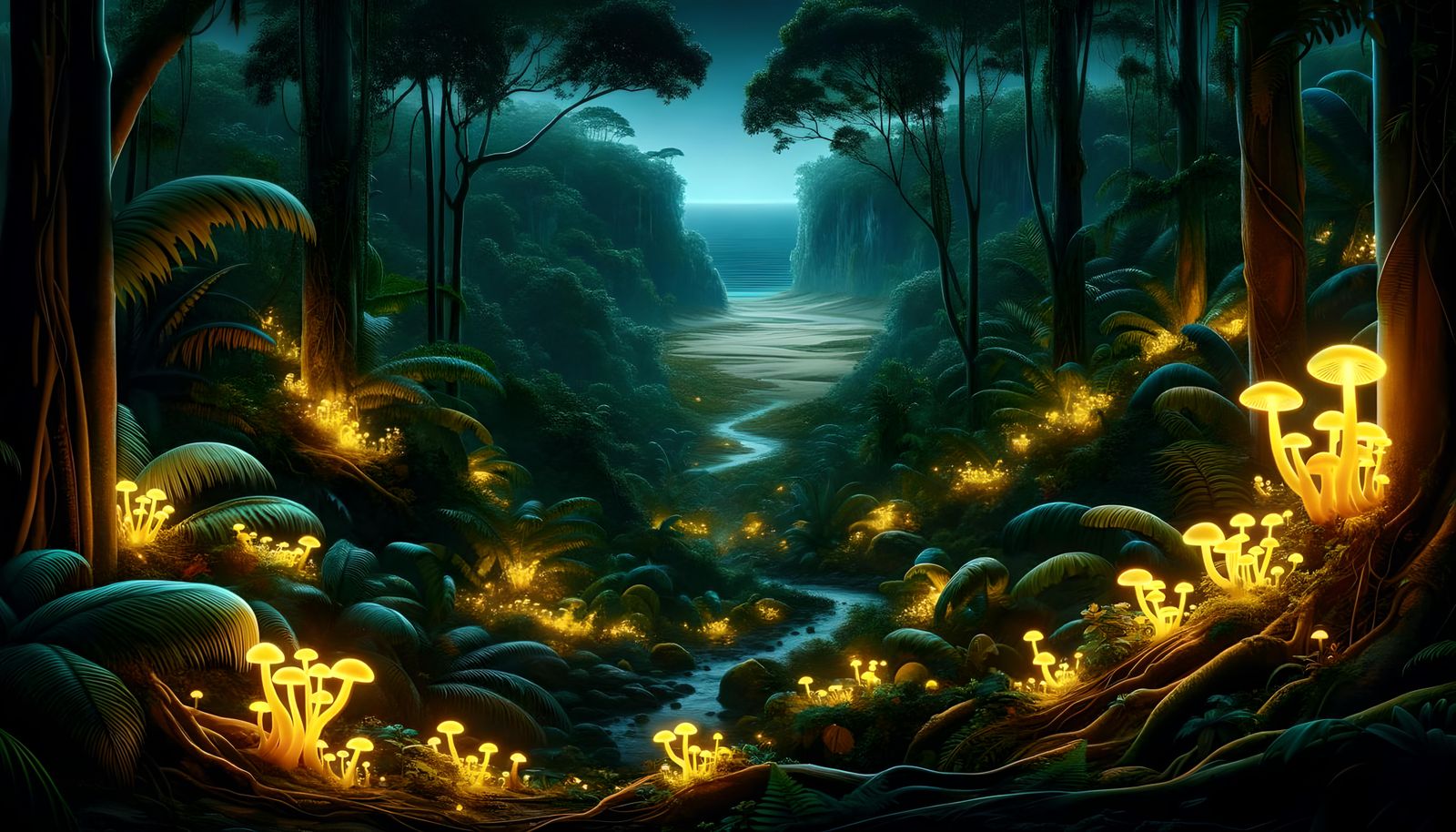 Eldritch Horror: Bioluminescent Jungle Nightscape