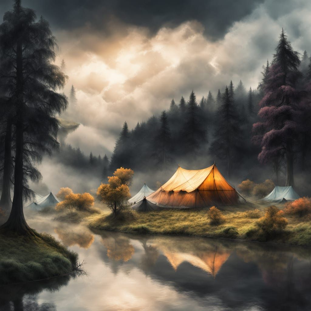 Whimsical Village Scene in Vibrant Watercolor Style