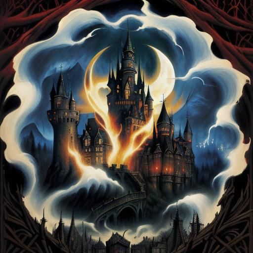 Dracula's Castle: A Cinematic Horror Illustration