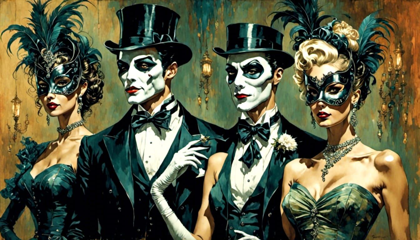 Elite Masquerade Ball with Horrifying Masks