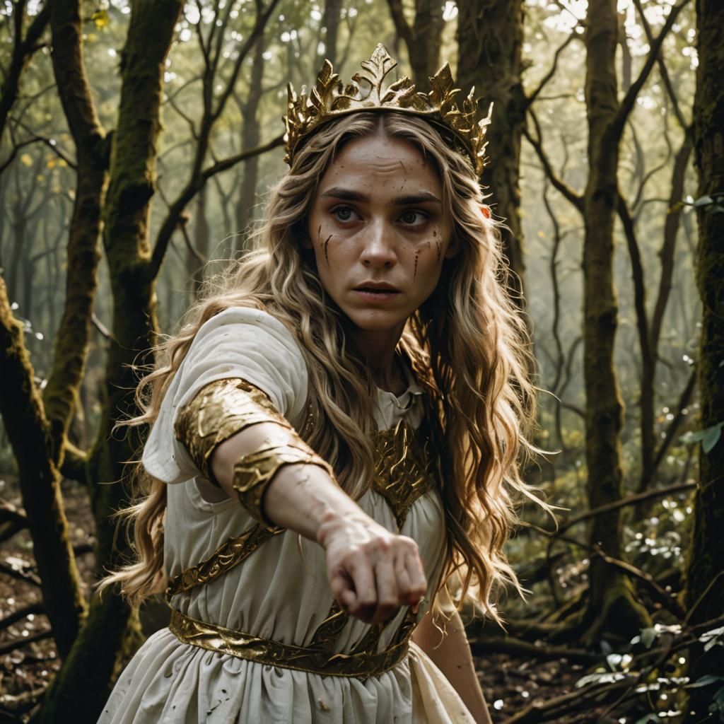 Elf Princess Hiding in Forest, Cinematic Film Still