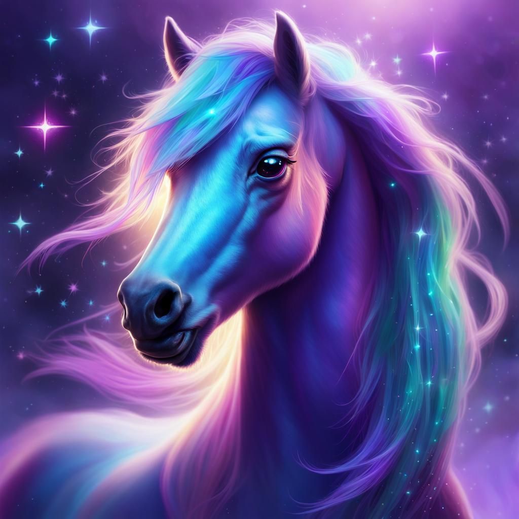 Mystical Pony with Iridescent Wings, Digital Art