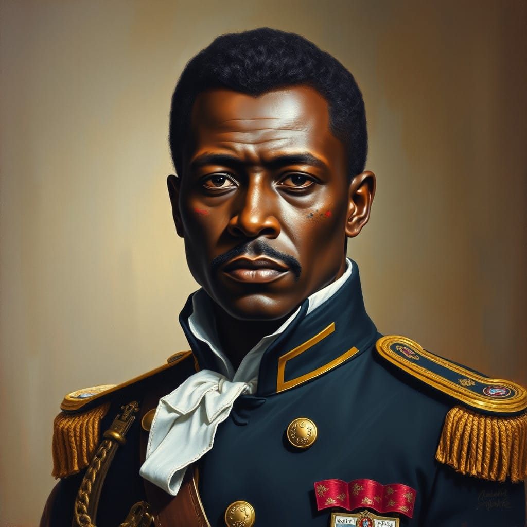 Veteran Revolutionary General in Haitian Oil Painting Style