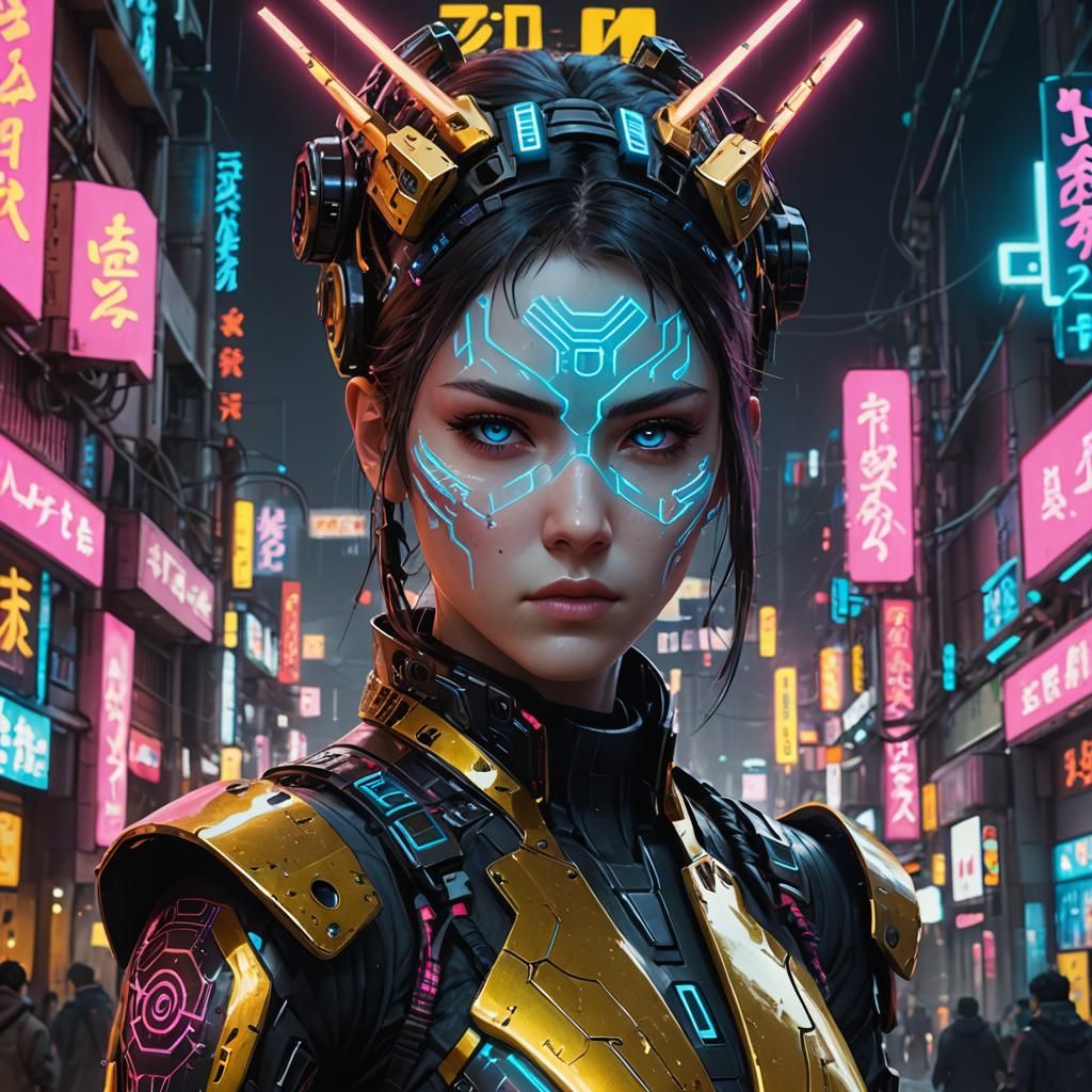 Cyberpunk Robotic Ninja in Tokyo Hotel