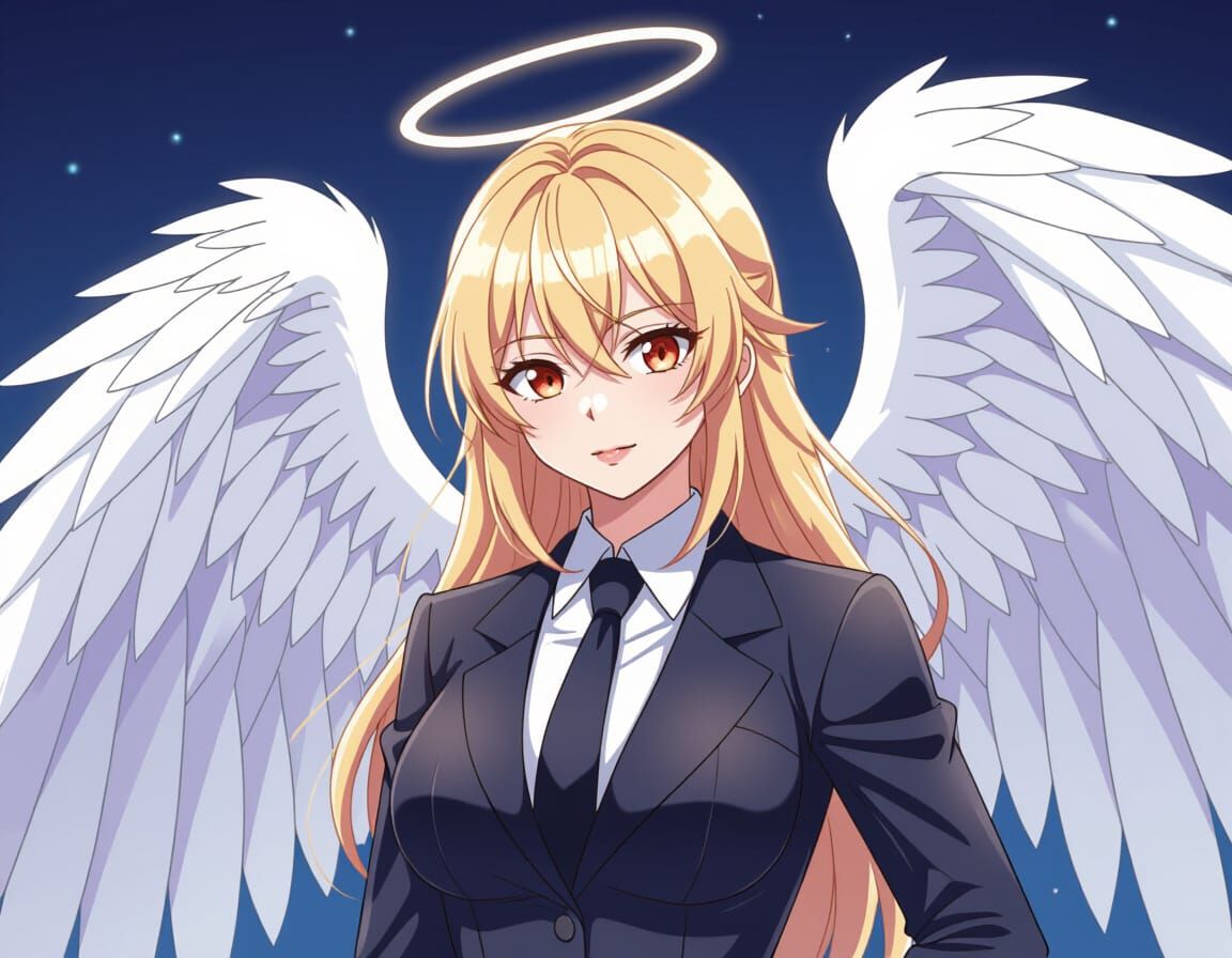 Anime Angel with Radiant Wings