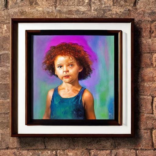 Girl Steps Out of Frame: Surreal Oil Portrait