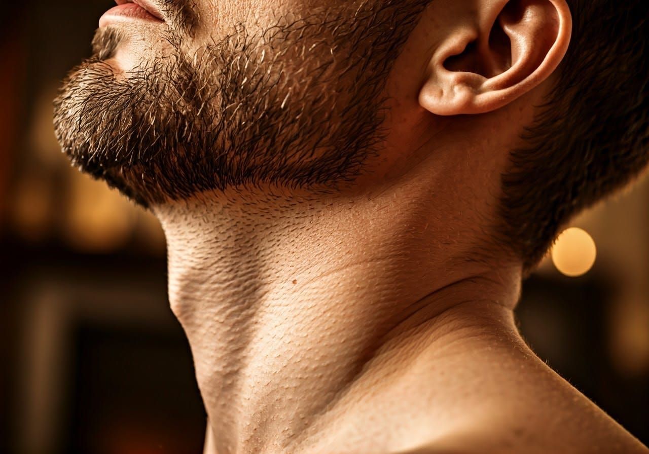 Surreal Photorealistic Close-Up of Masculine Throat with Dee...