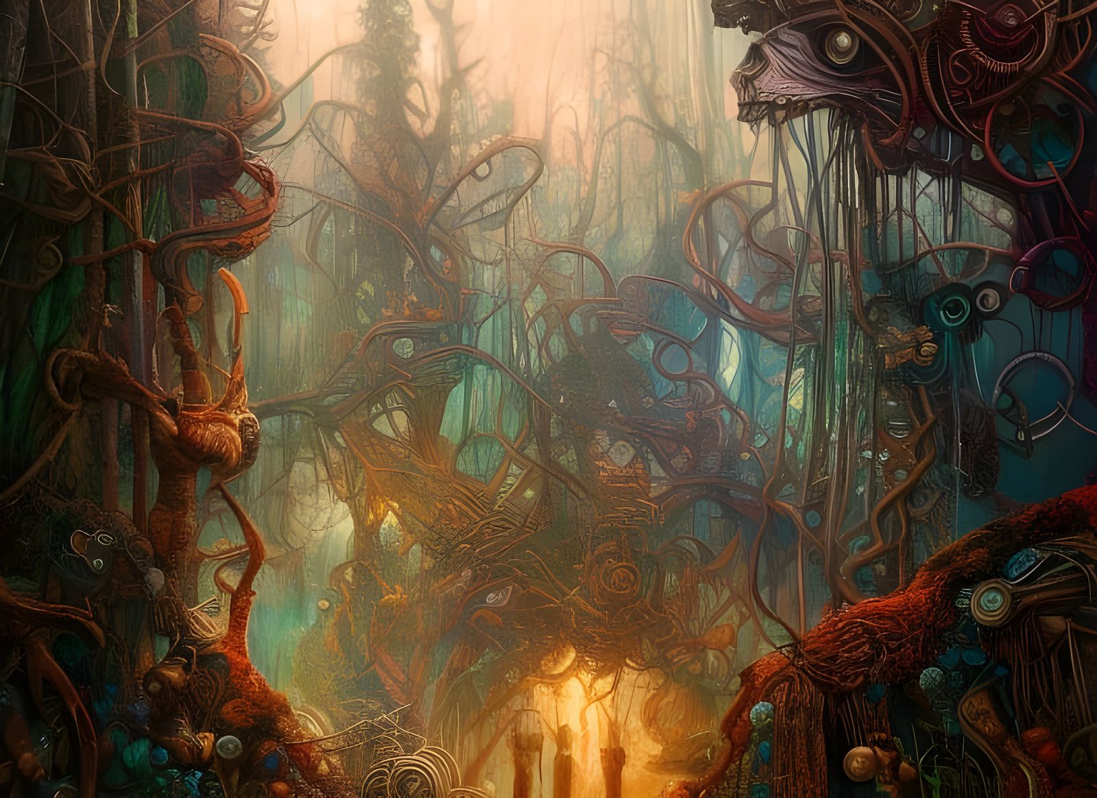 Ethereal biopunk forest