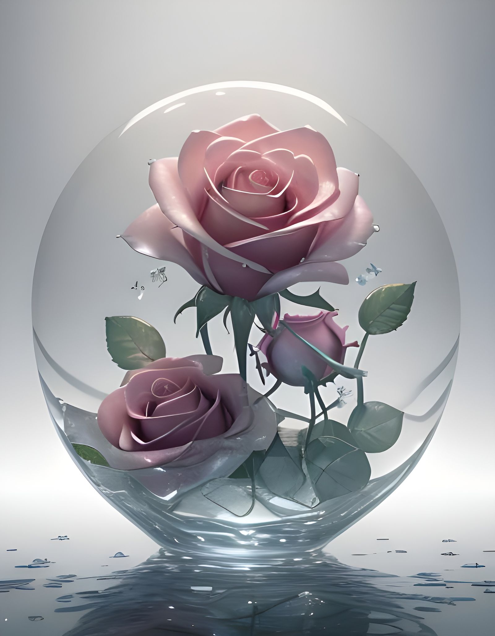 Detailed Rose-Shaped Water Sculpture in 8K