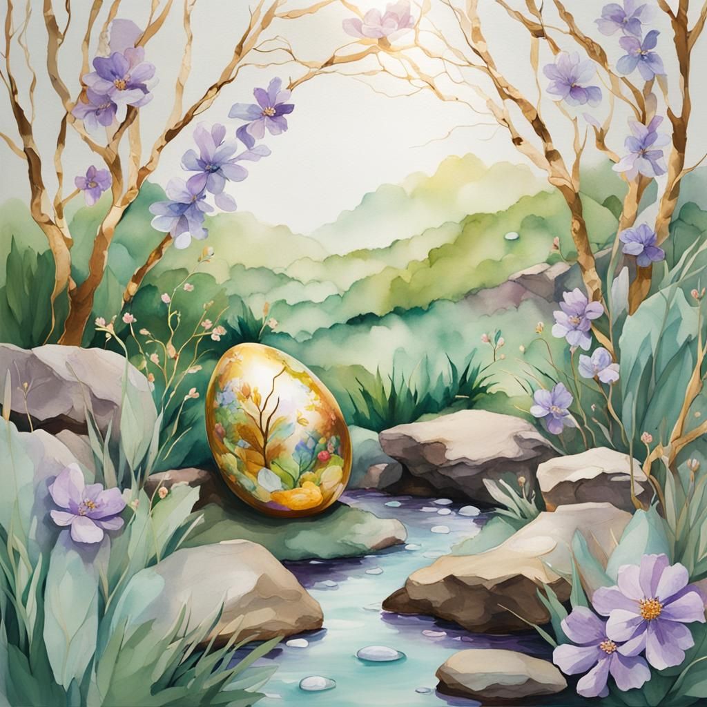 Easter Egg Discovery in Glass-Like Floral Field