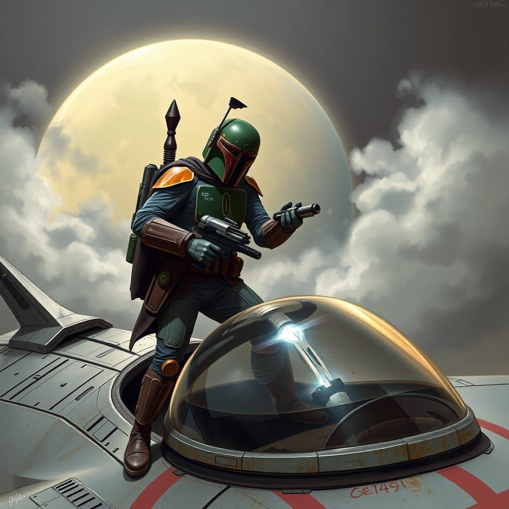 Boba Fett Battles to Board Runaway Spaceship in Industrial F...