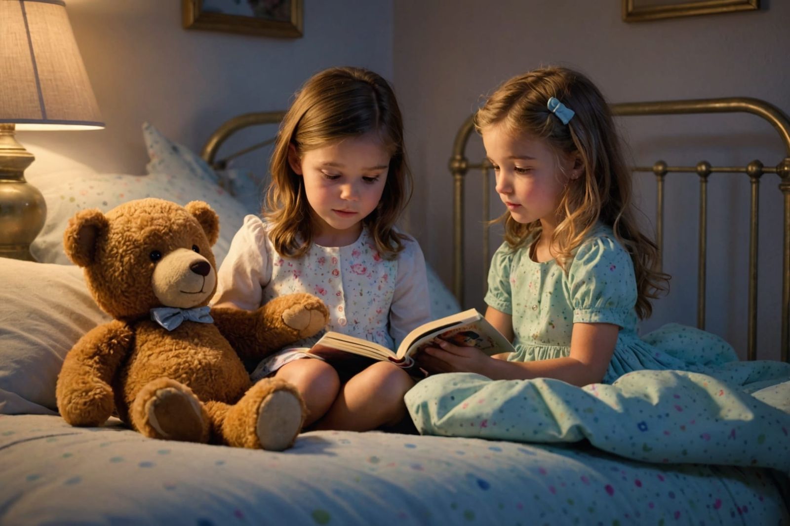 Teddy Bear Reading a Bedtime Story