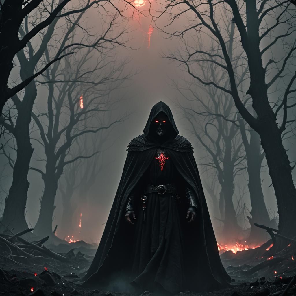 Necrotic Warforged with Glowing Eyes in Dark Fantasy Style