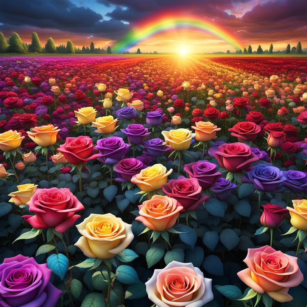 Field of rainbow roses๐๐น๐น