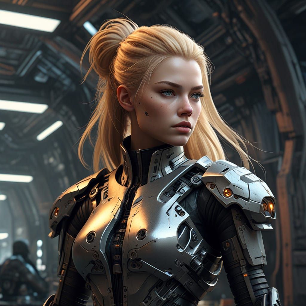 Cyberpunk Goddess of Steel and Circuits