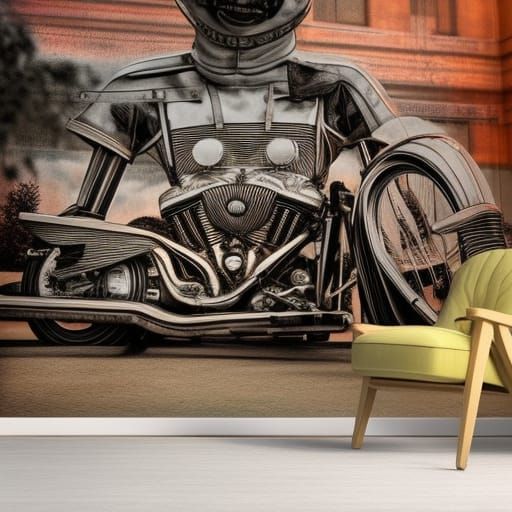 Harley Davidson Parked in the Living Room