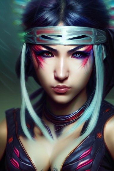 Akali Portrait: Hyperrealistic Ninja Concept Art