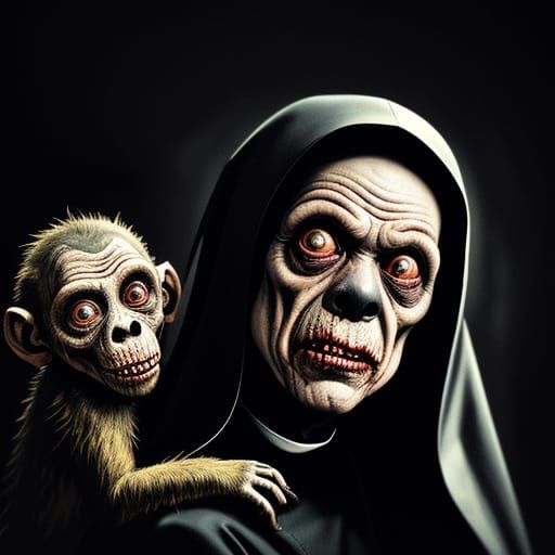 Elderly Nun of Grotesque Horror Reveals Frightened Toddler
