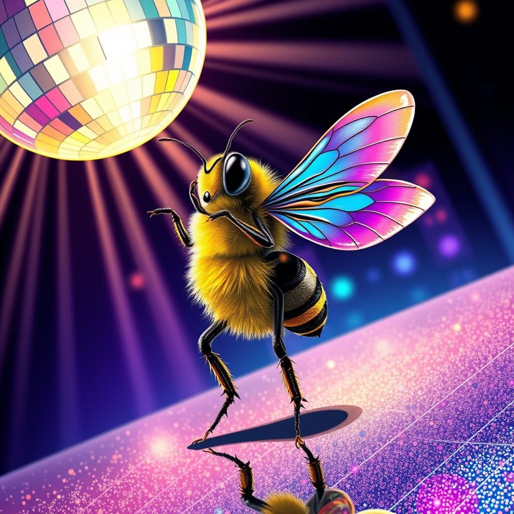 Retro Futuristic Bee in Disco Attire