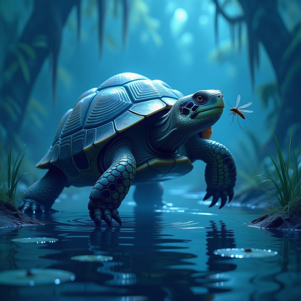 Biomechanical Tortoise in Spectral, Anti-Utopian Style