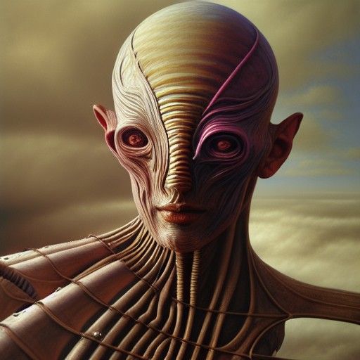 Hyperrealistic Biopunk Portrait in Acrylic Art Style