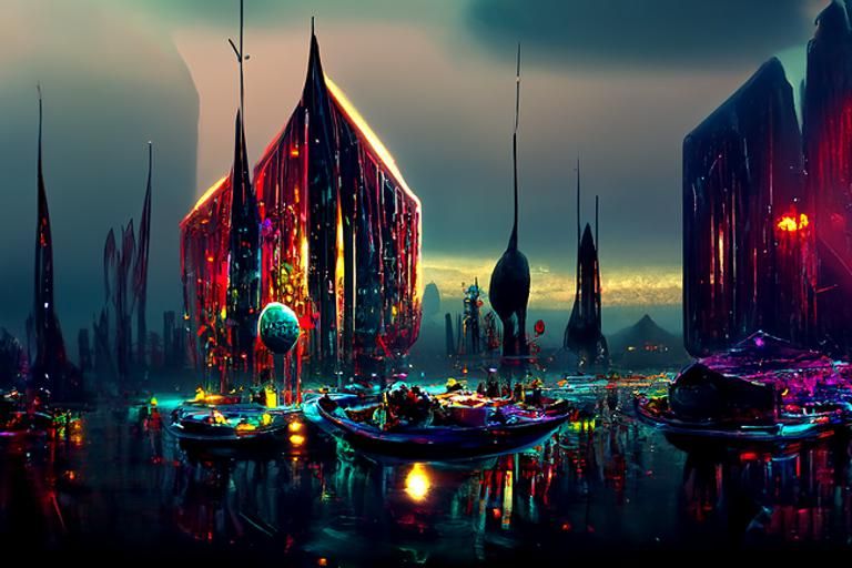 Floating Island Society: Hyperrealistic Concept Art